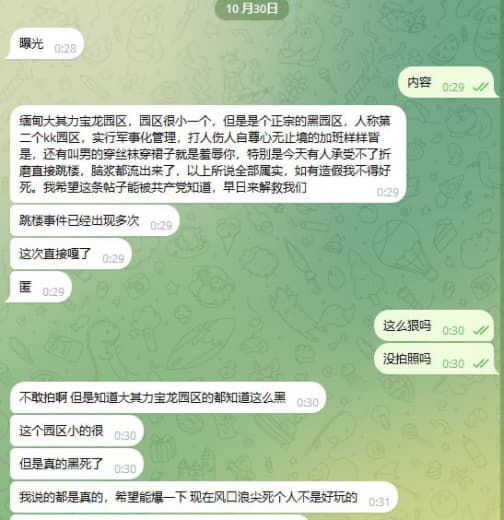 缅甸大其力宝龙园区今天有人承受不了折磨直接跳楼？